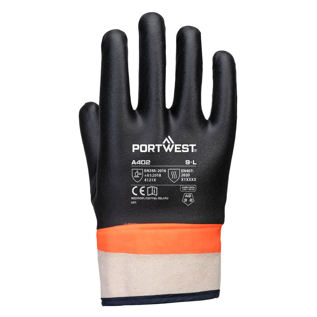 Portwest Duplán mártott PVC kesztyű; homok bevonattal - Image 2